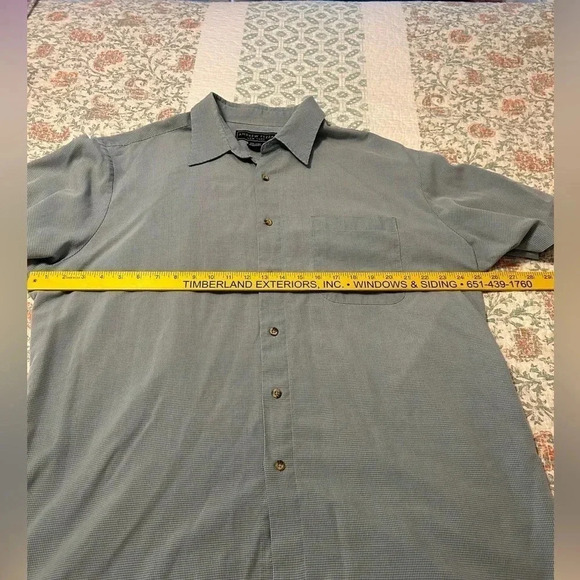 ANDREW FEZZA NY MEN'S SHORT SLEEVE GREEN BUTTON DOWN RAYON MICRO TOUCH SHIRT 2XL - Picture 10 of 11